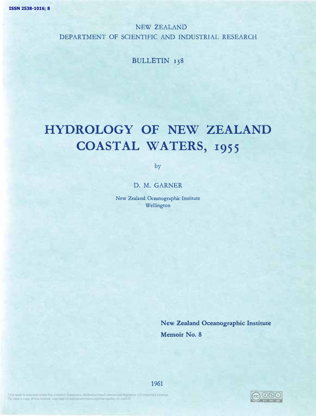 Hydrology of New Zealand Coastal Waters, 1955