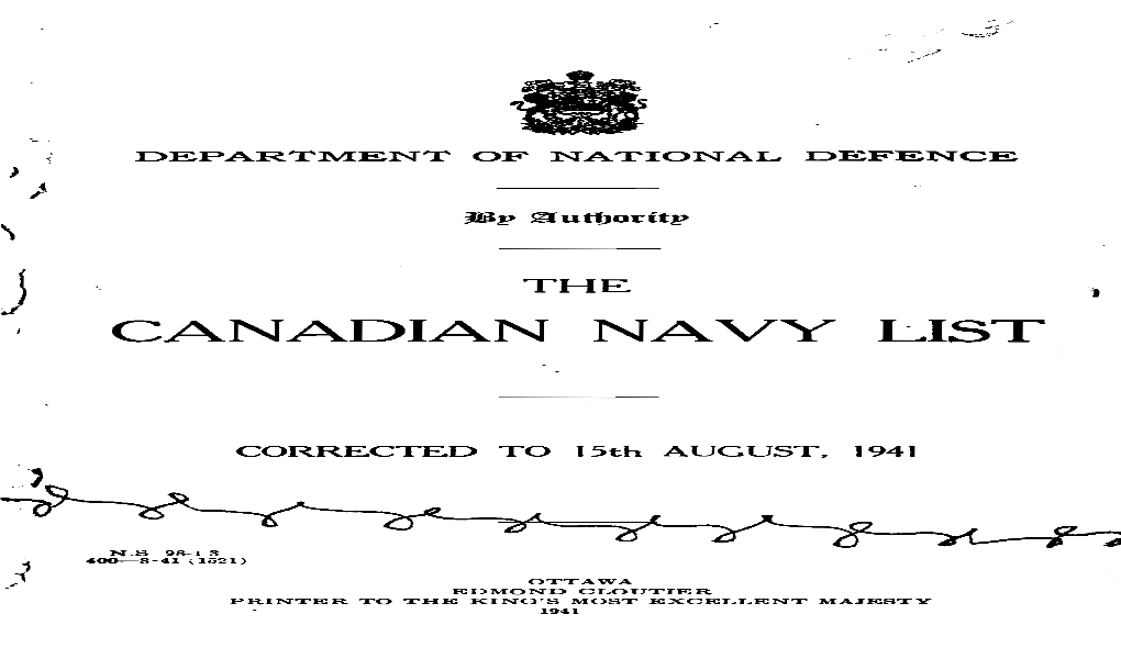 Canadian Navy List