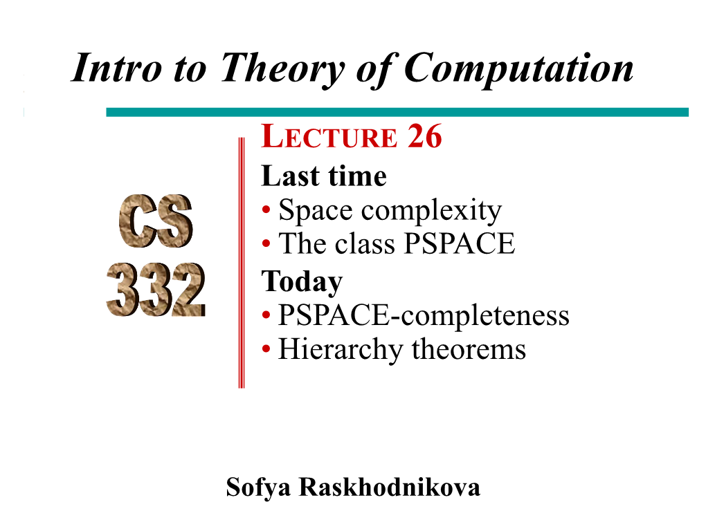 CS332 Elements of Theory of Computation