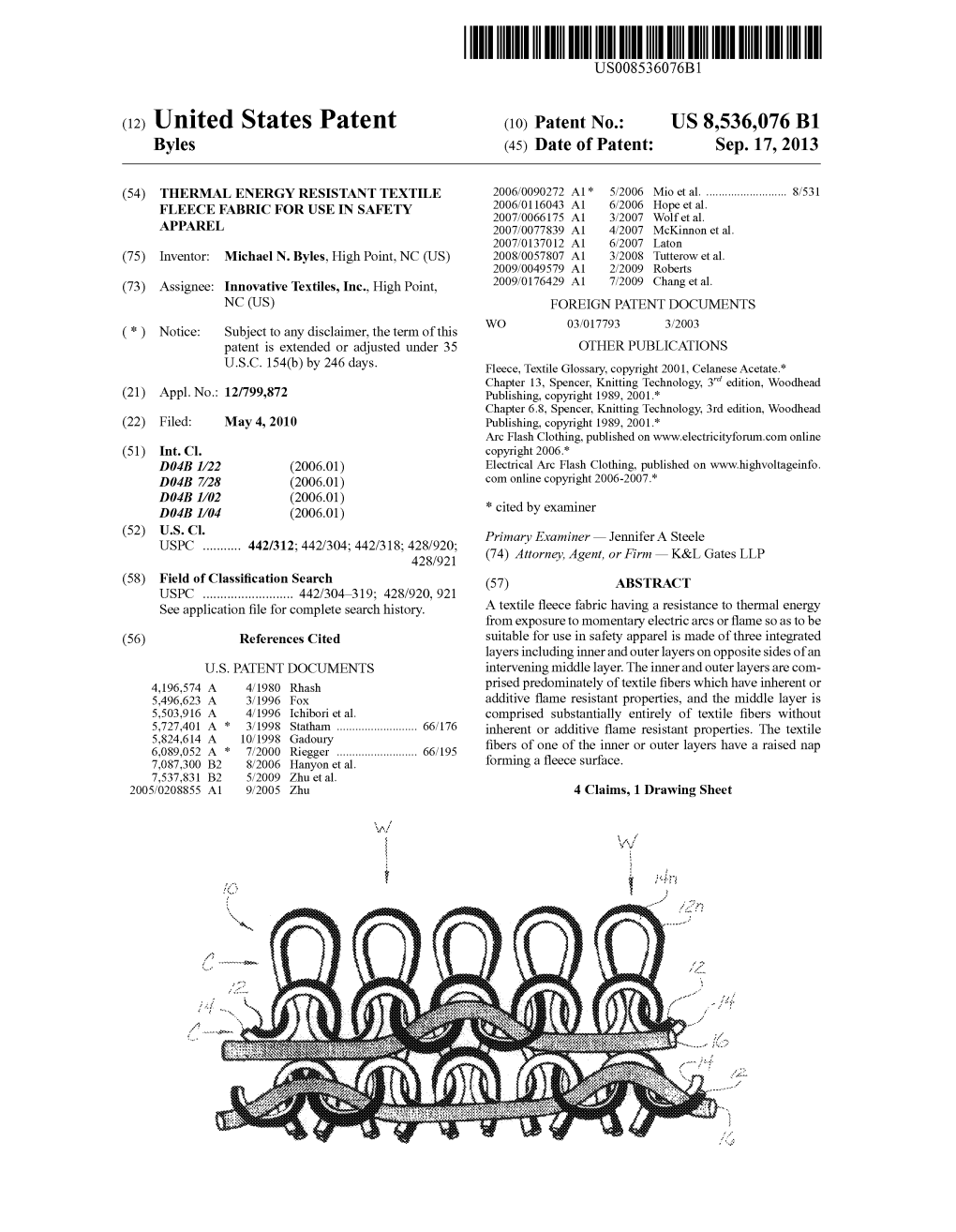 (12) United States Patent (10) Patent No.: US 8,536,076 B1 Byles (45) Date of Patent: Sep