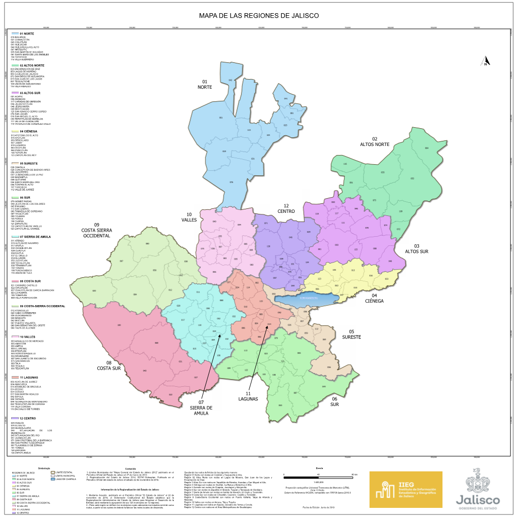 Mapa General Del Estado De Jalisco Con Regiones 2014, Tamaño