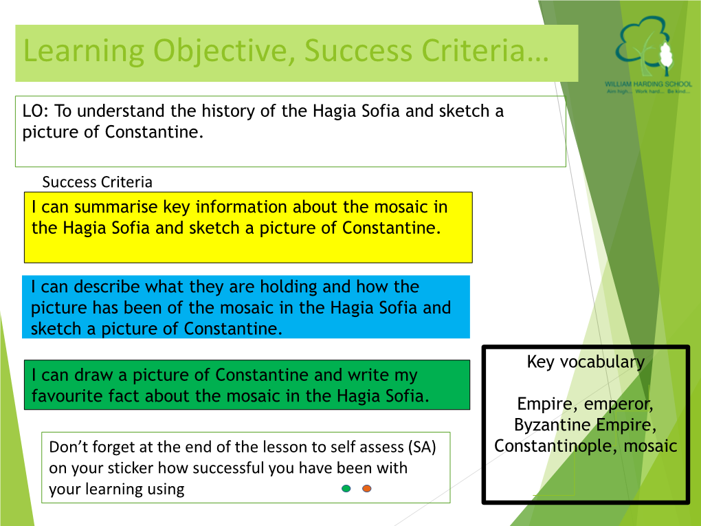 Learning Objective, Success Criteria…