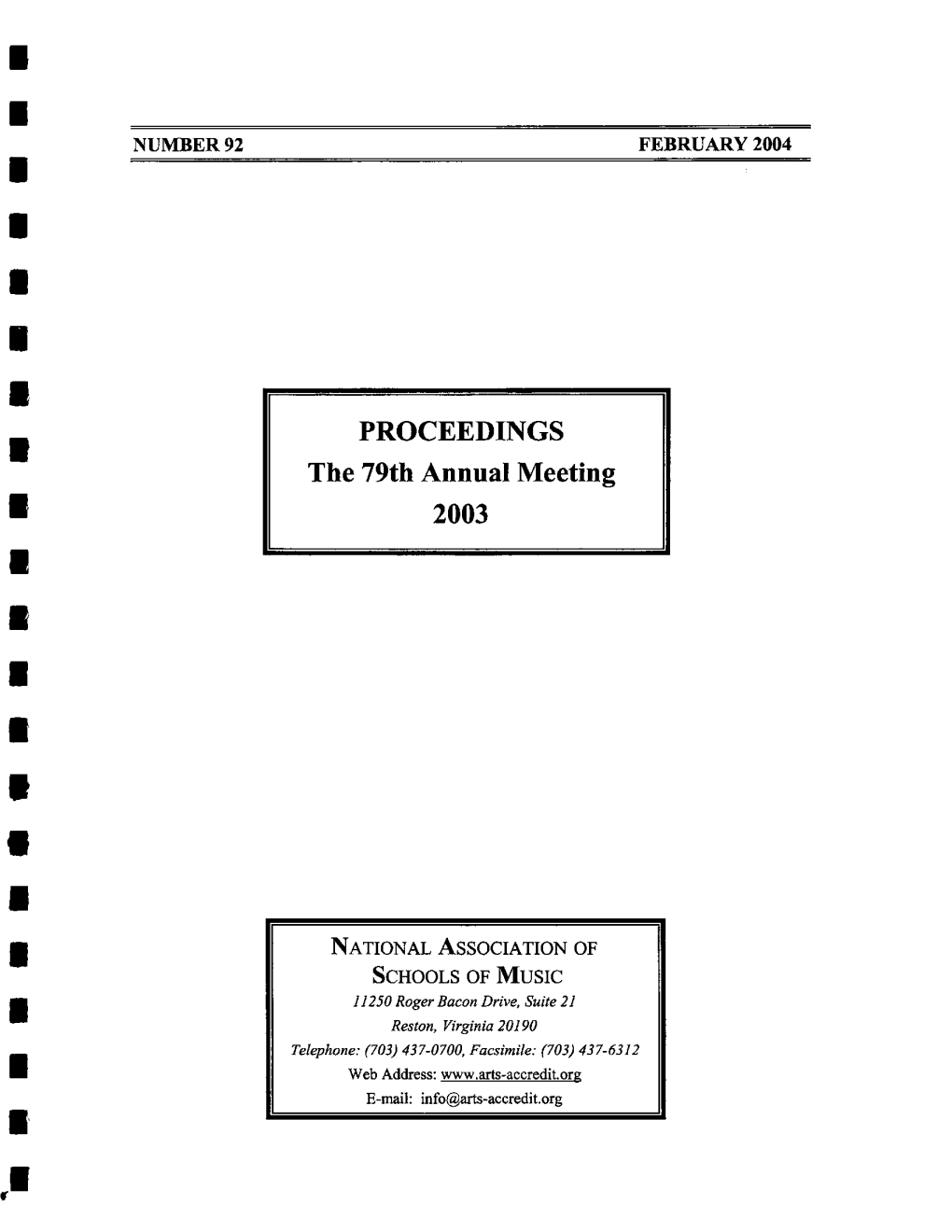 PROCEEDINGS the 79Th Annual Meeting 2003