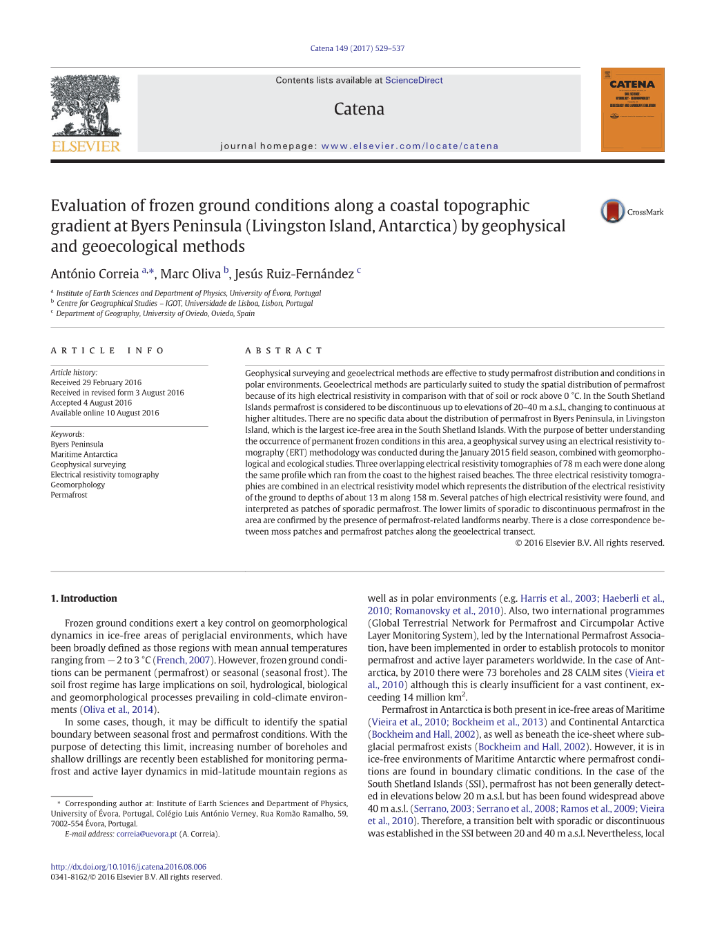 (Livingston Island, Antarctica) by Geophysical and Geoecological Methods