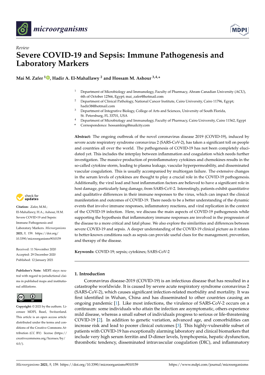 Severe COVID-19 and Sepsis: Immune Pathogenesis and Laboratory Markers