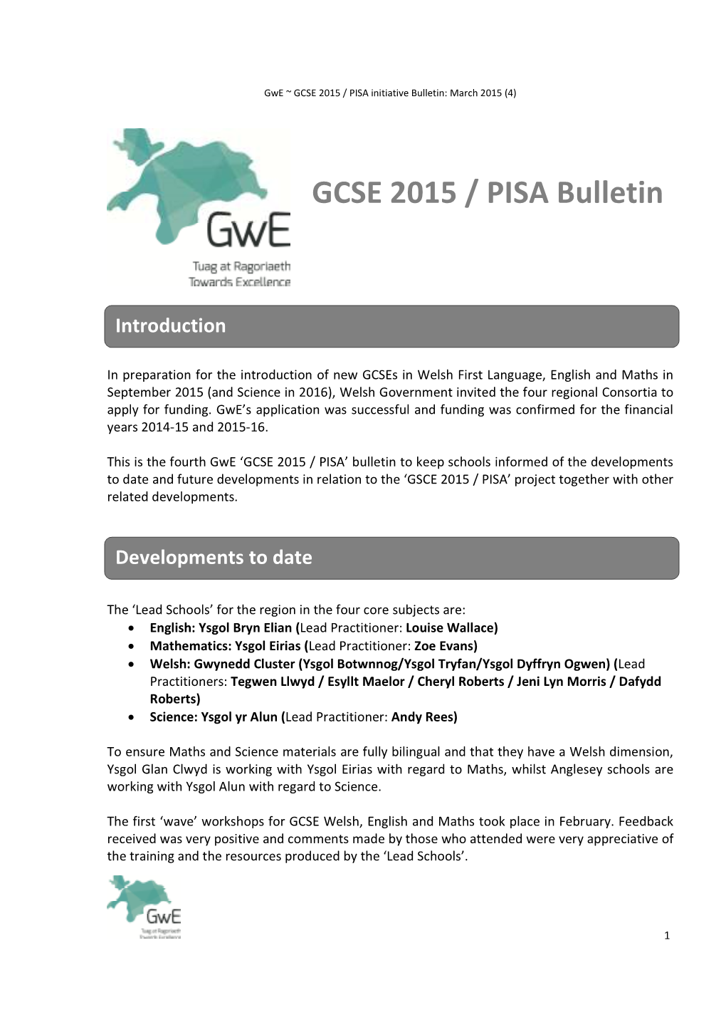 GCSE 2015 / PISA Bulletin