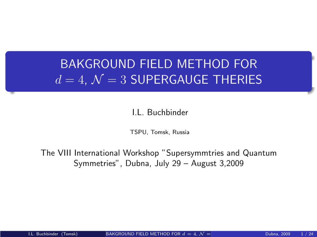 Background Field Method for D=3, N=3 Supersymmetric Gauge