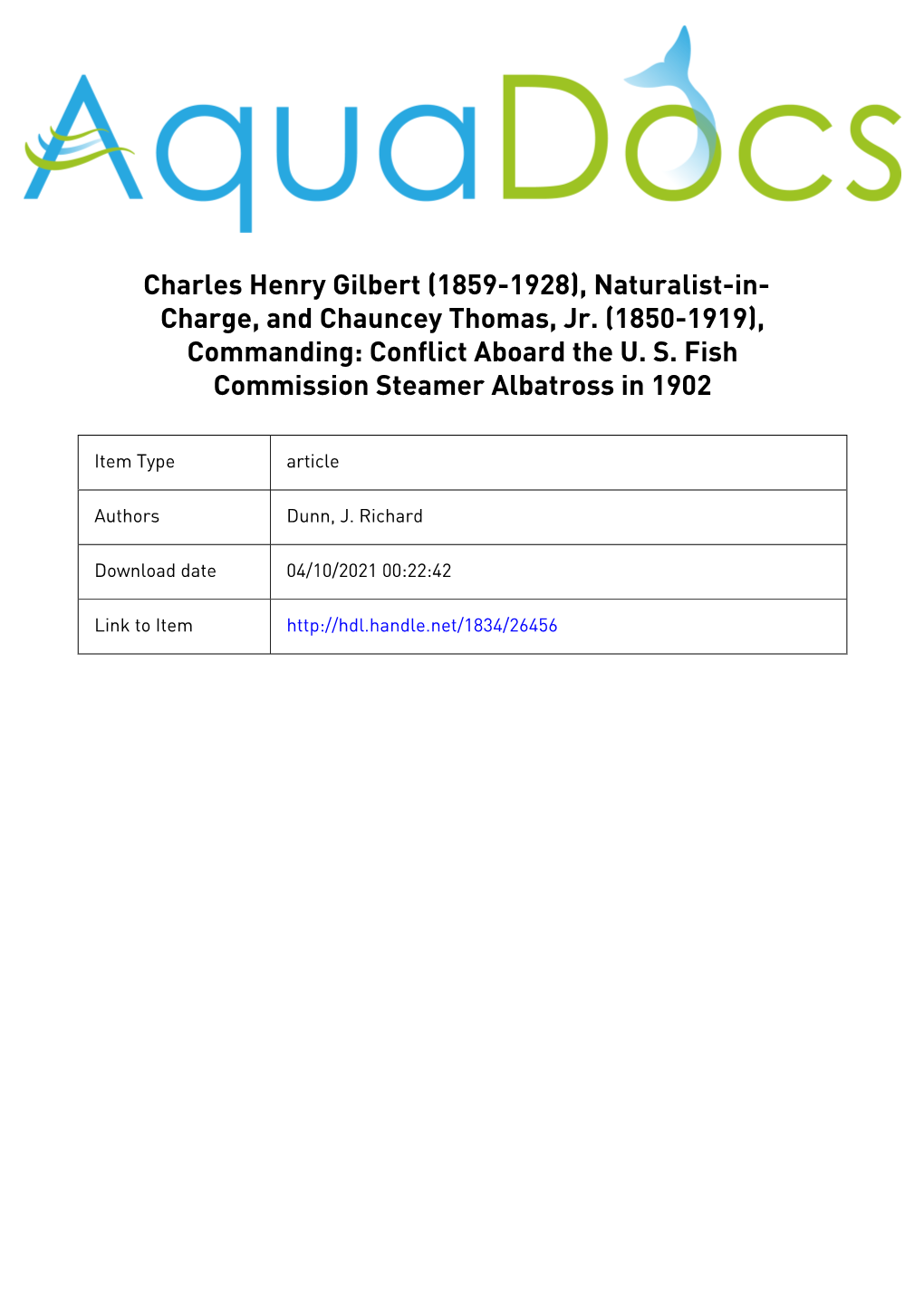 And Chauncey Thomas, Jr. (1850-1919), Commanding: Conflict Aboard the U