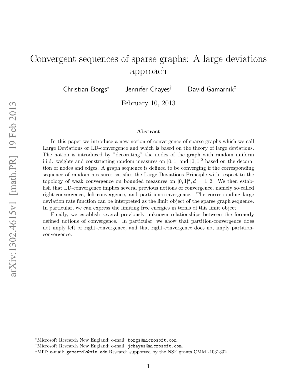 Convergent Sequences of Sparse Graphs: a Large Deviations Approach