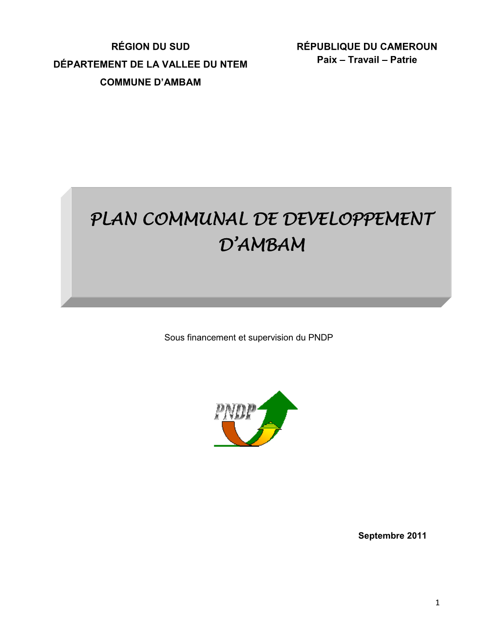 Plan Communal De Developpement D'ambam