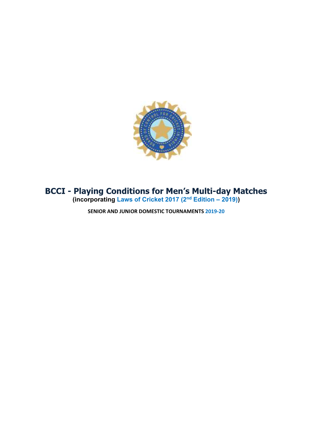 Playing Conditions for Men's Multi-Day Matches