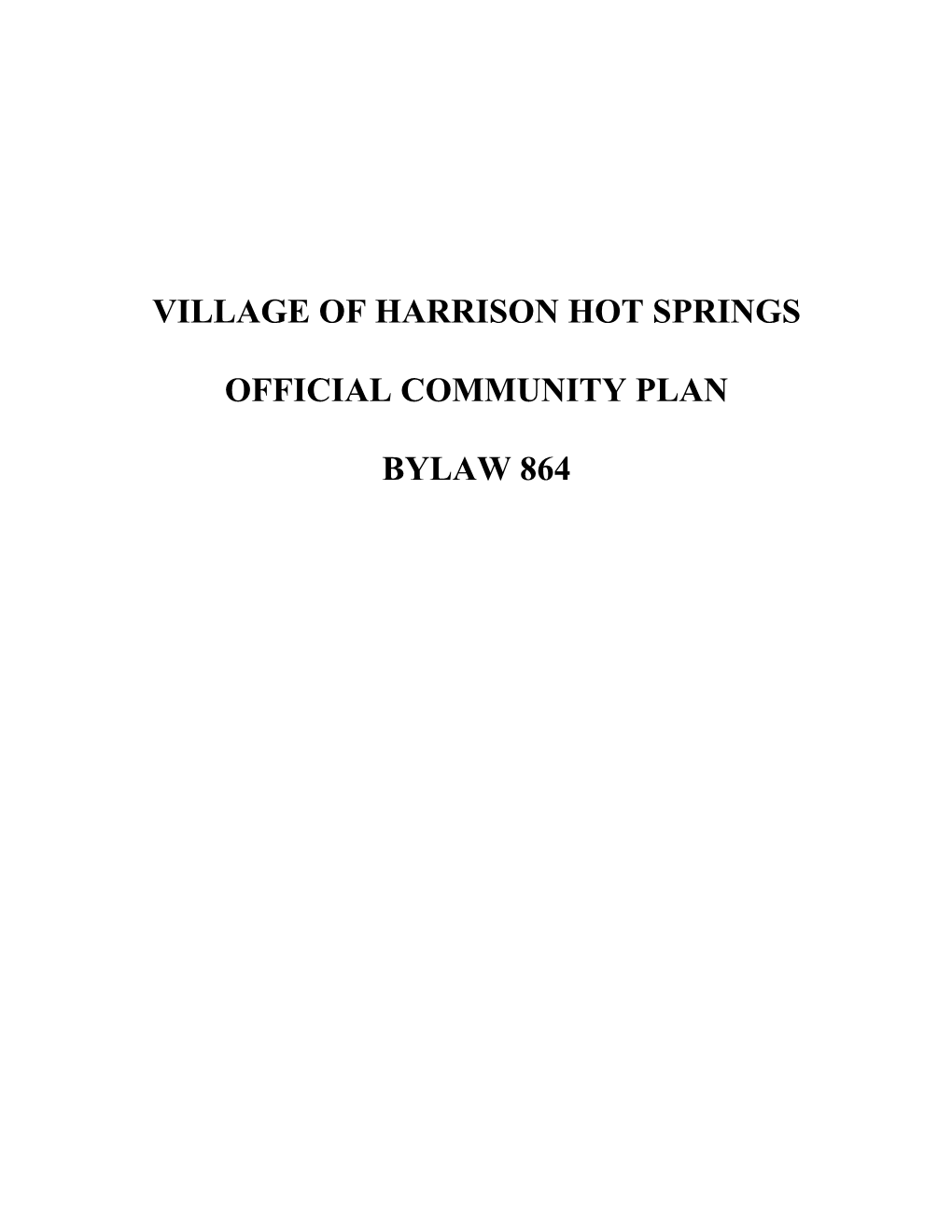 Village of Harrison Hot Springs Official Community Plan Bylaw No