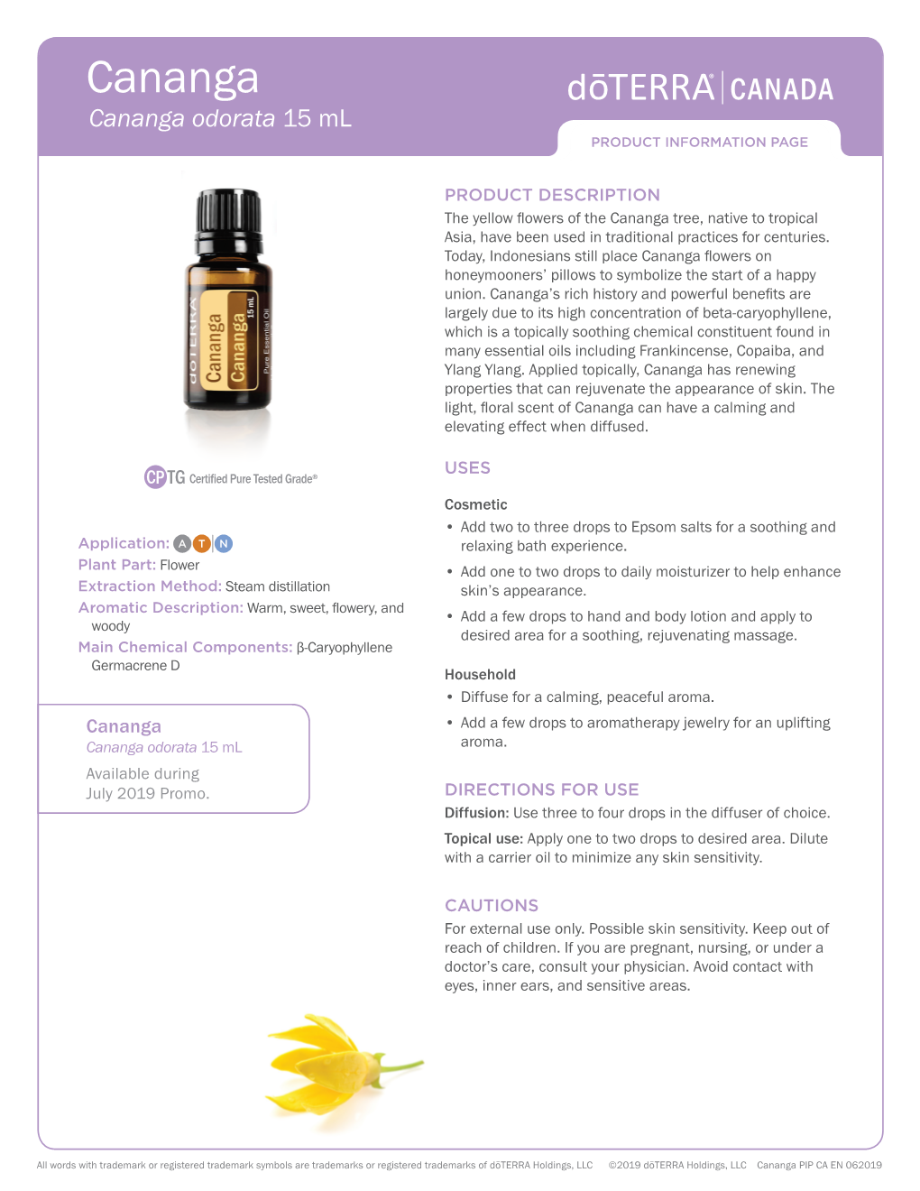 Cananga Cananga Odorata 15 Ml PRODUCT INFORMATION PAGE