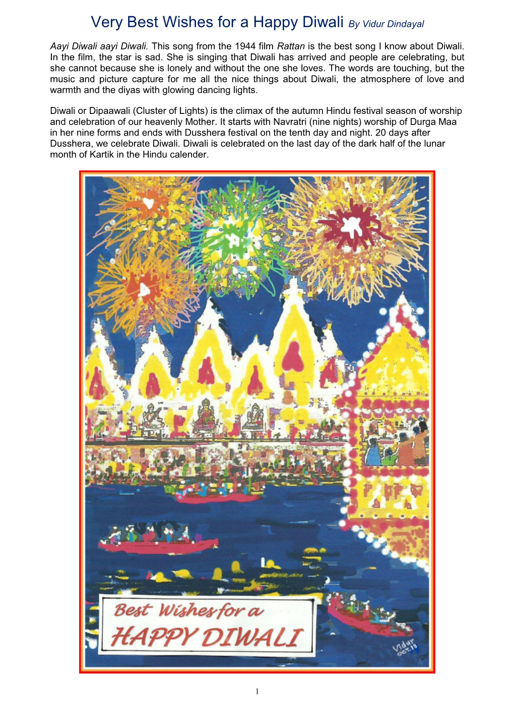 Very Best Wishes for a Happy Diwali by Vidur Dindayal