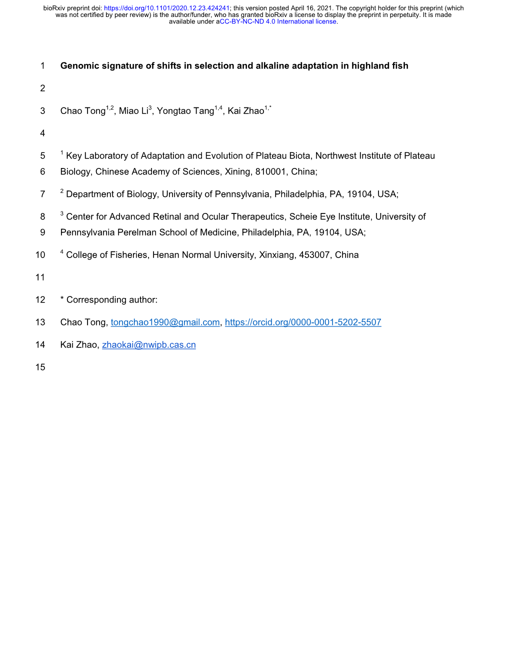 Downloaded Six Alkaline Intolerant Schizothoracine Fish Transcriptomes (Zhou Et Al