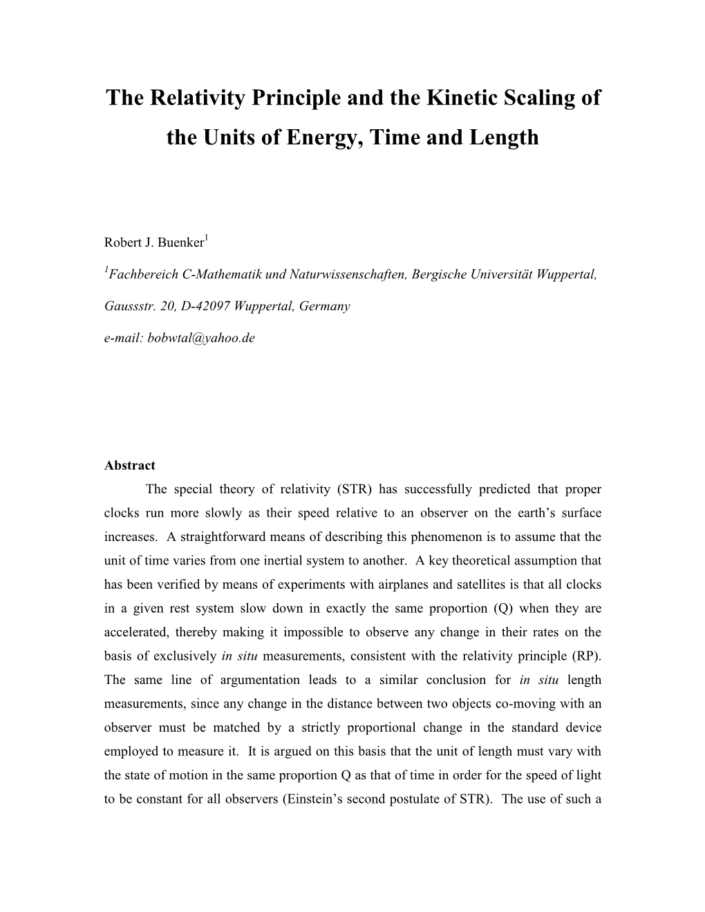 The Relativity Principle and the Kinetic Scaling Of