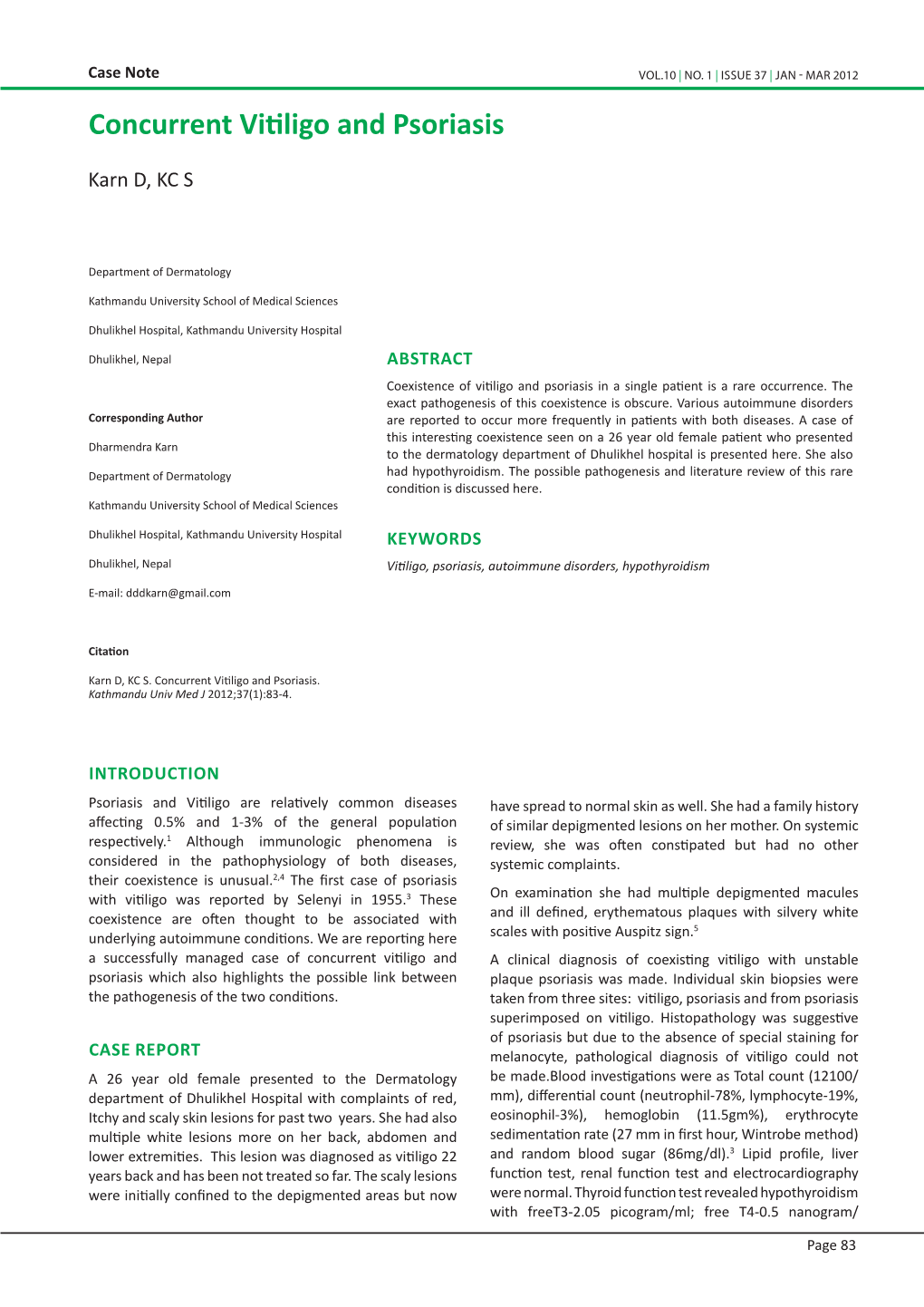 Concurrent Vitiligo and Psoriasis