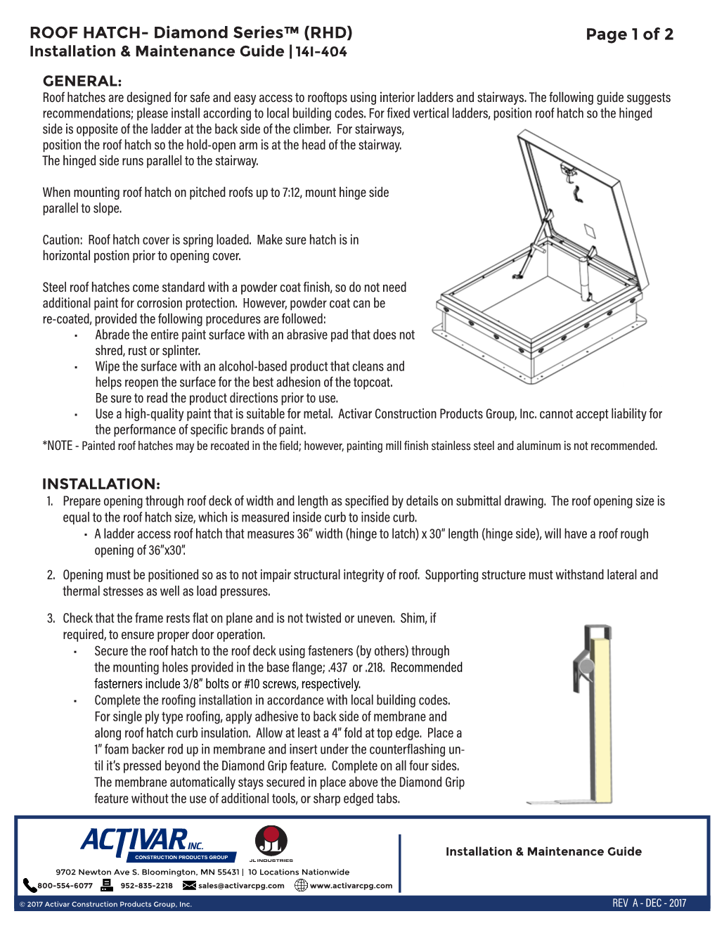 ROOF HATCH- Diamond Series™ (RHD) Page 1 of 2