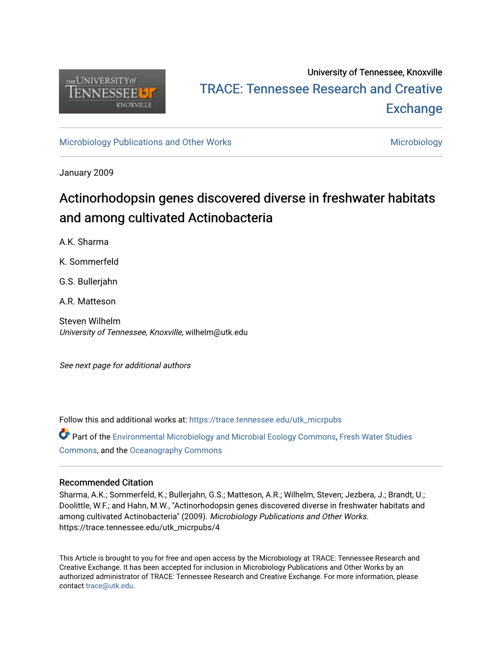 Actinorhodopsin Genes Discovered Diverse in Freshwater Habitats and Among Cultivated Actinobacteria