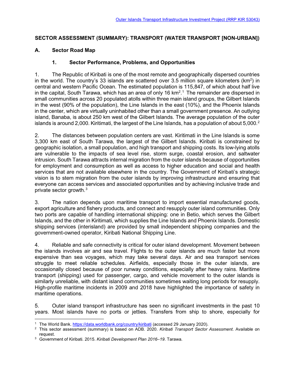 Sector Assessment (Summary): Transport (Water Transport [Non-Urban])