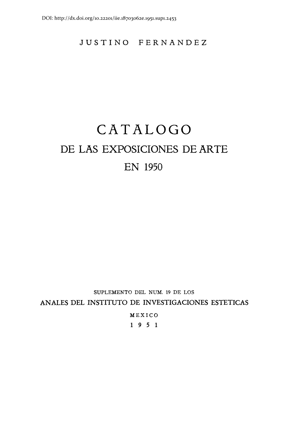 Catalogo De Las Exposiciones Dearte En 1950