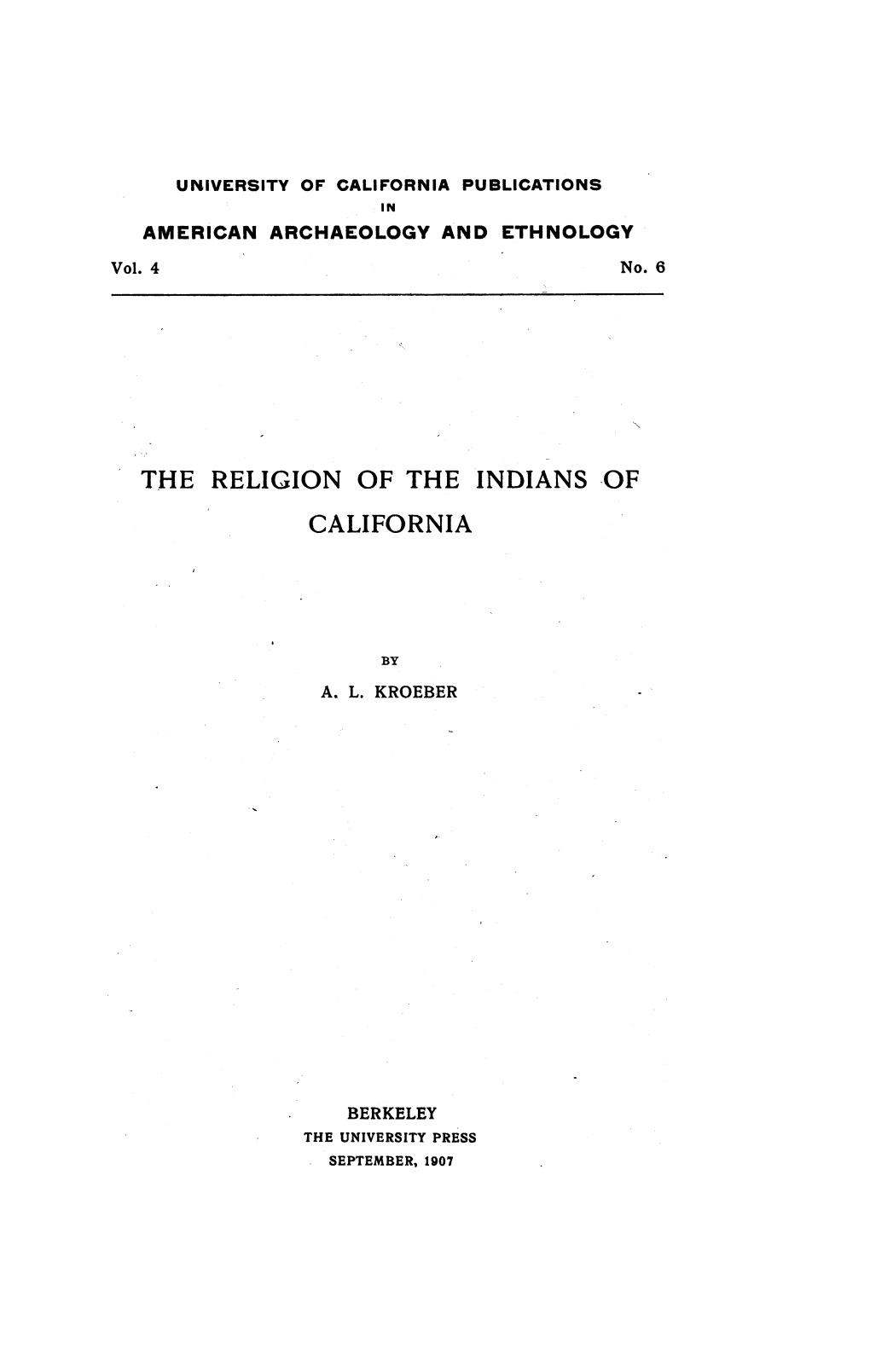 The Religion of the Indians of California