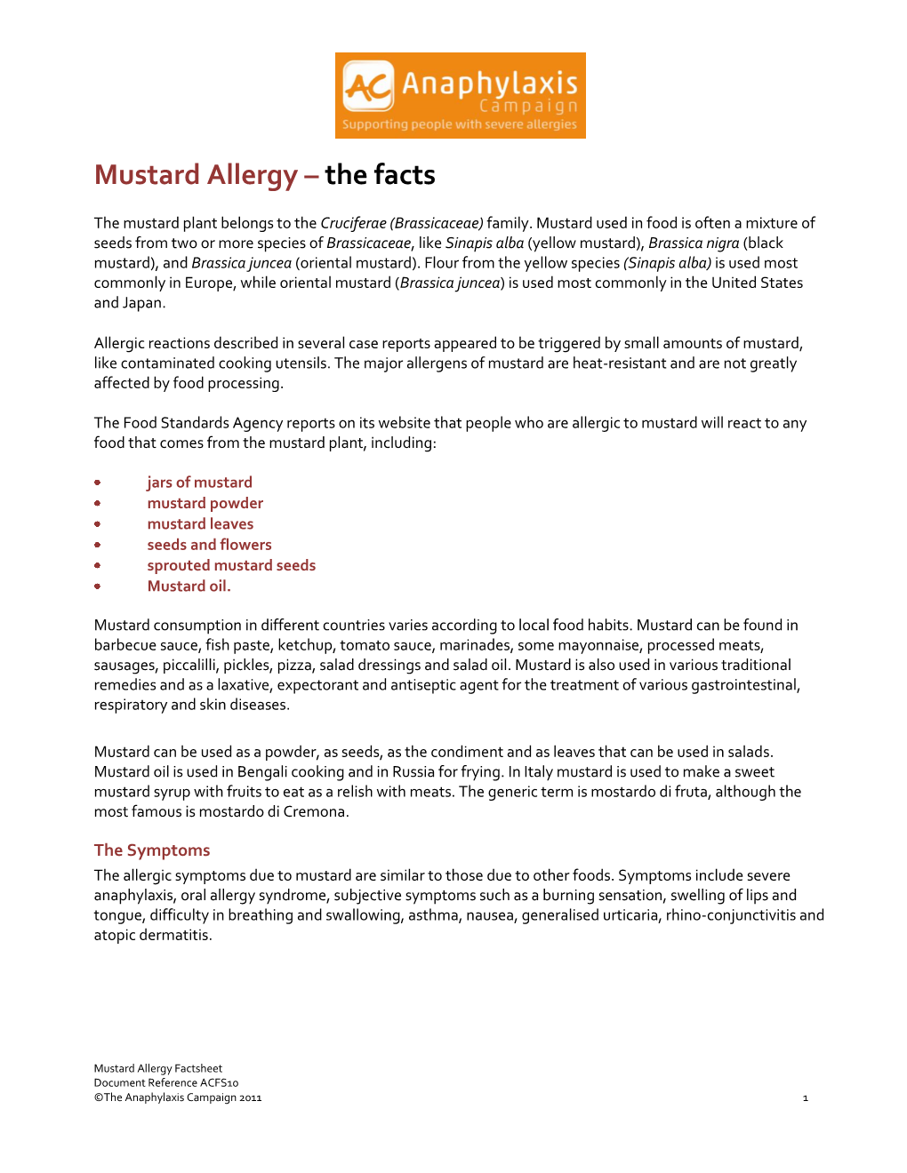 Mustard Allergy – the Facts