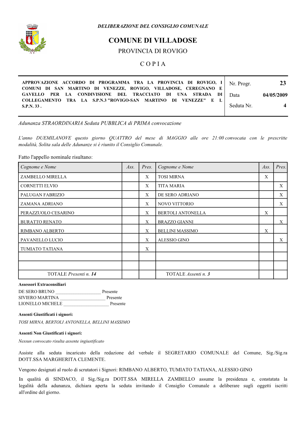 Comune Di Villadose Provincia Di Rovigo