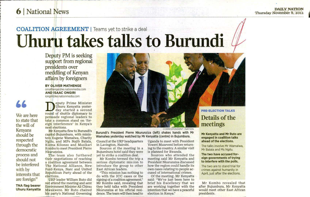 Burundi De~Hty PM Is Seeking