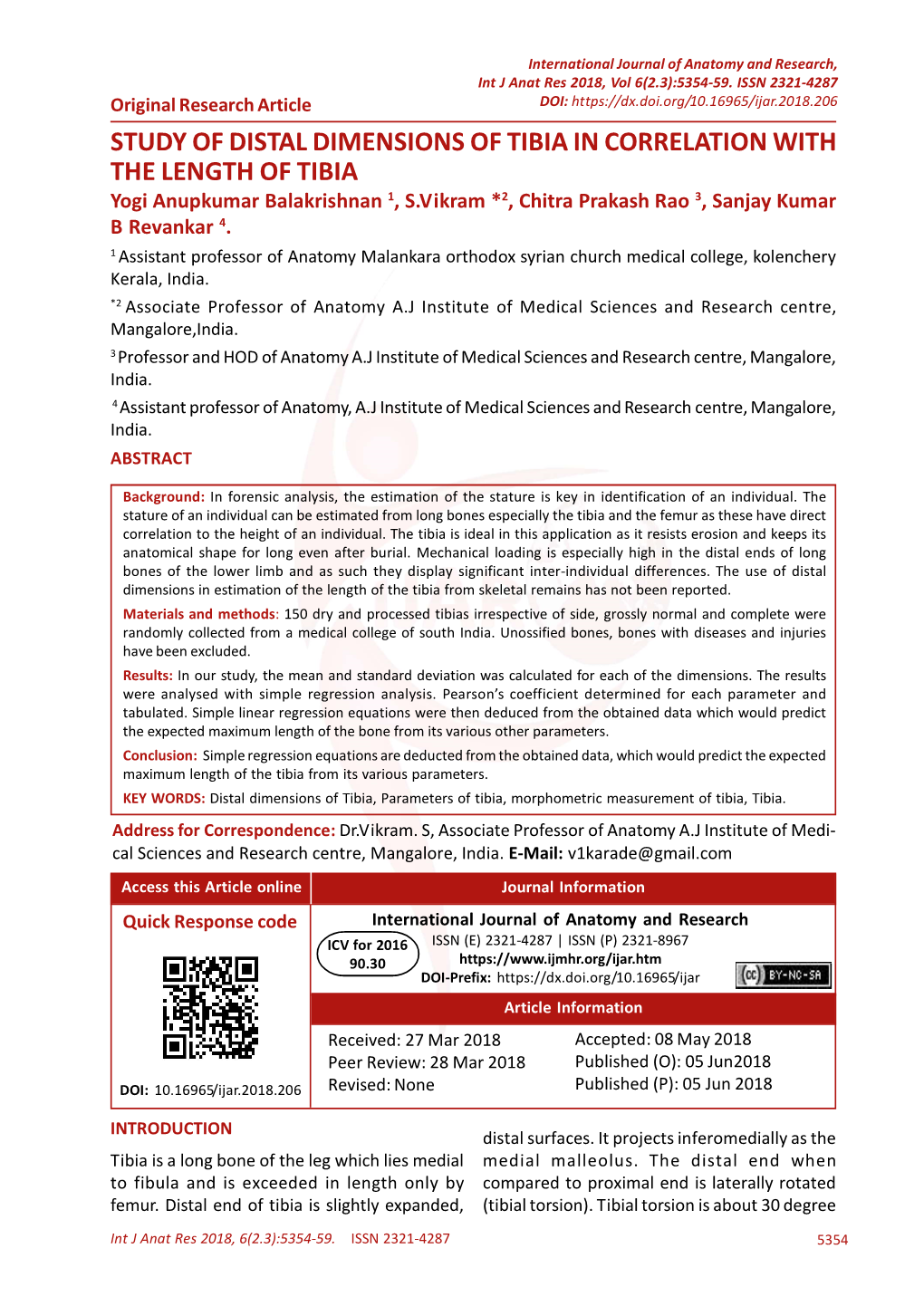 Study of Distal Dimensions of Tibia in Correlation with The