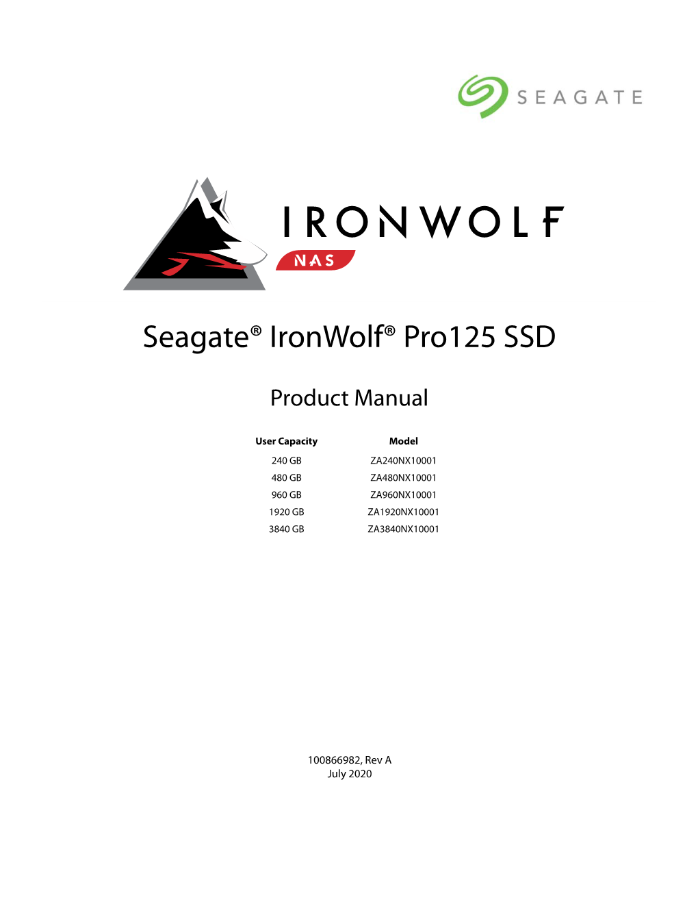 Ironwolf Pro 125 SSD User Manual