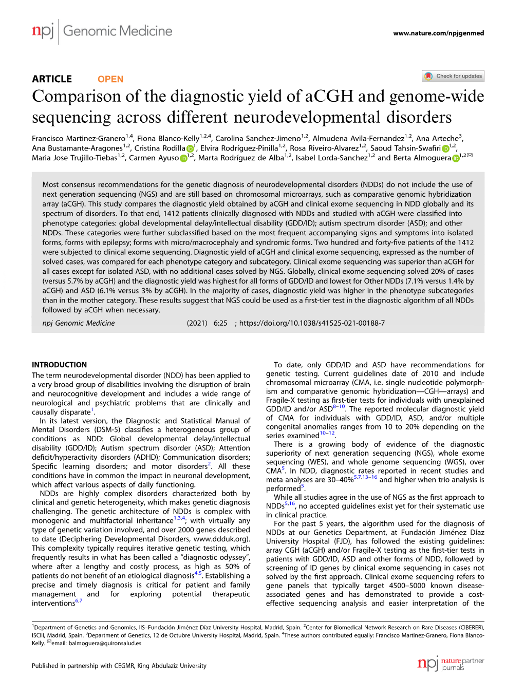 Comparison of the Diagnostic Yield of Acgh and Genome-Wide Sequencing Across Different Neurodevelopmental Disorders