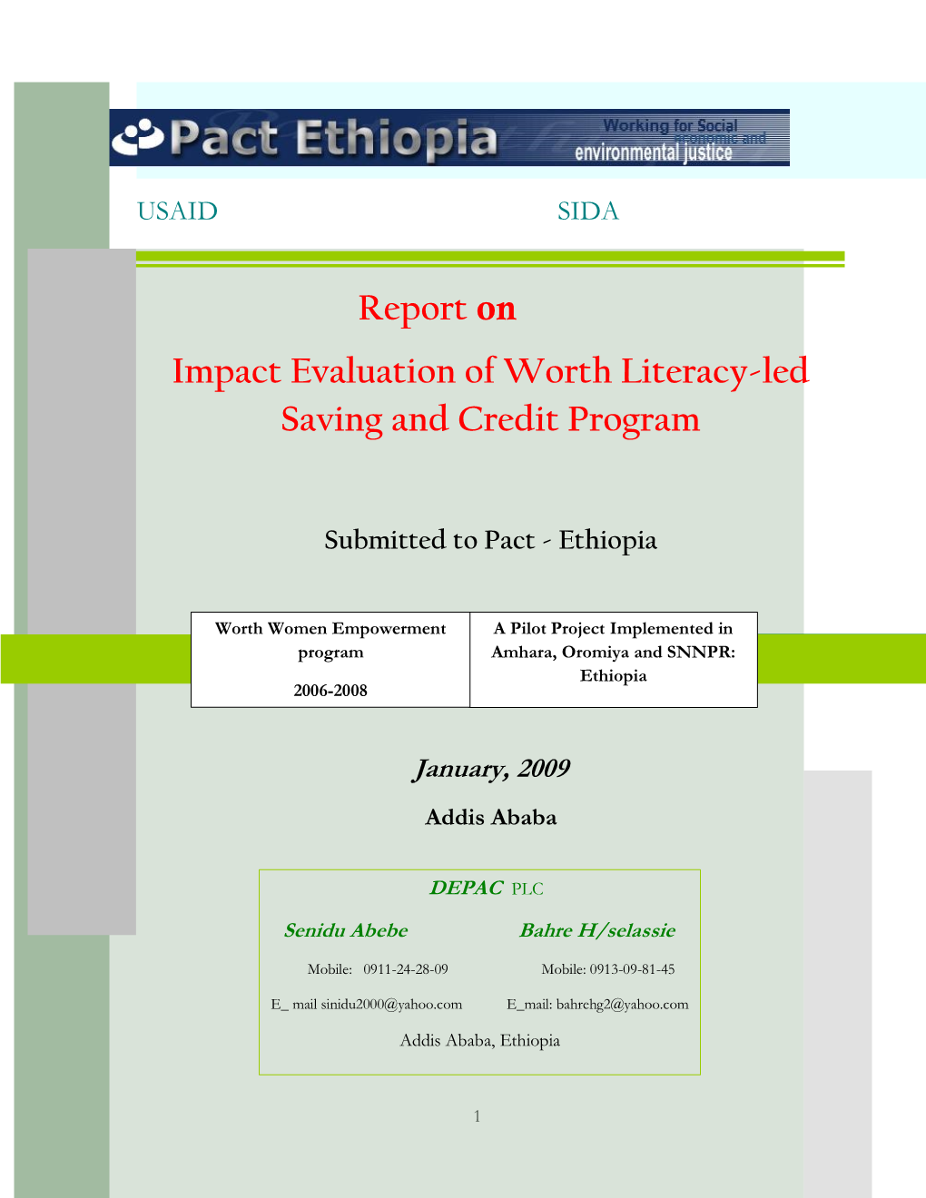 Report on Impact Evaluation of Worth Literacy-Led Saving and Credit Program