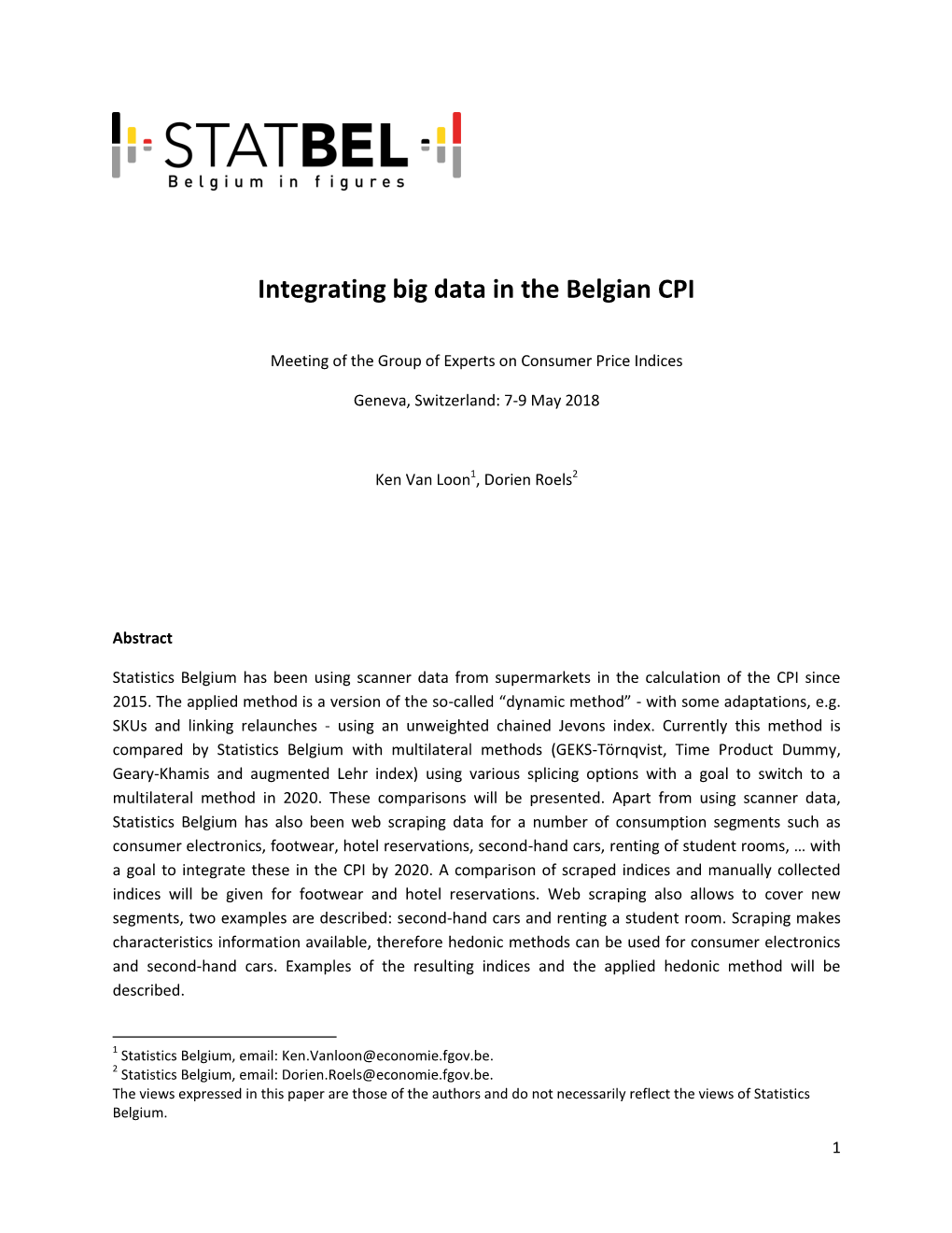 Integrating Big Data in the Belgian CPI