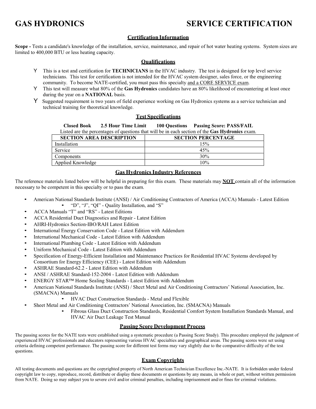 Gas Hydronics Service Certification