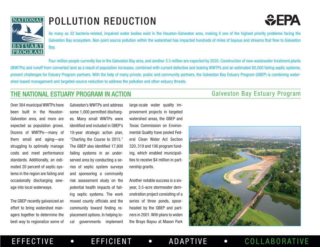 Pollution Reduction, Galveston Bay Estuary Program