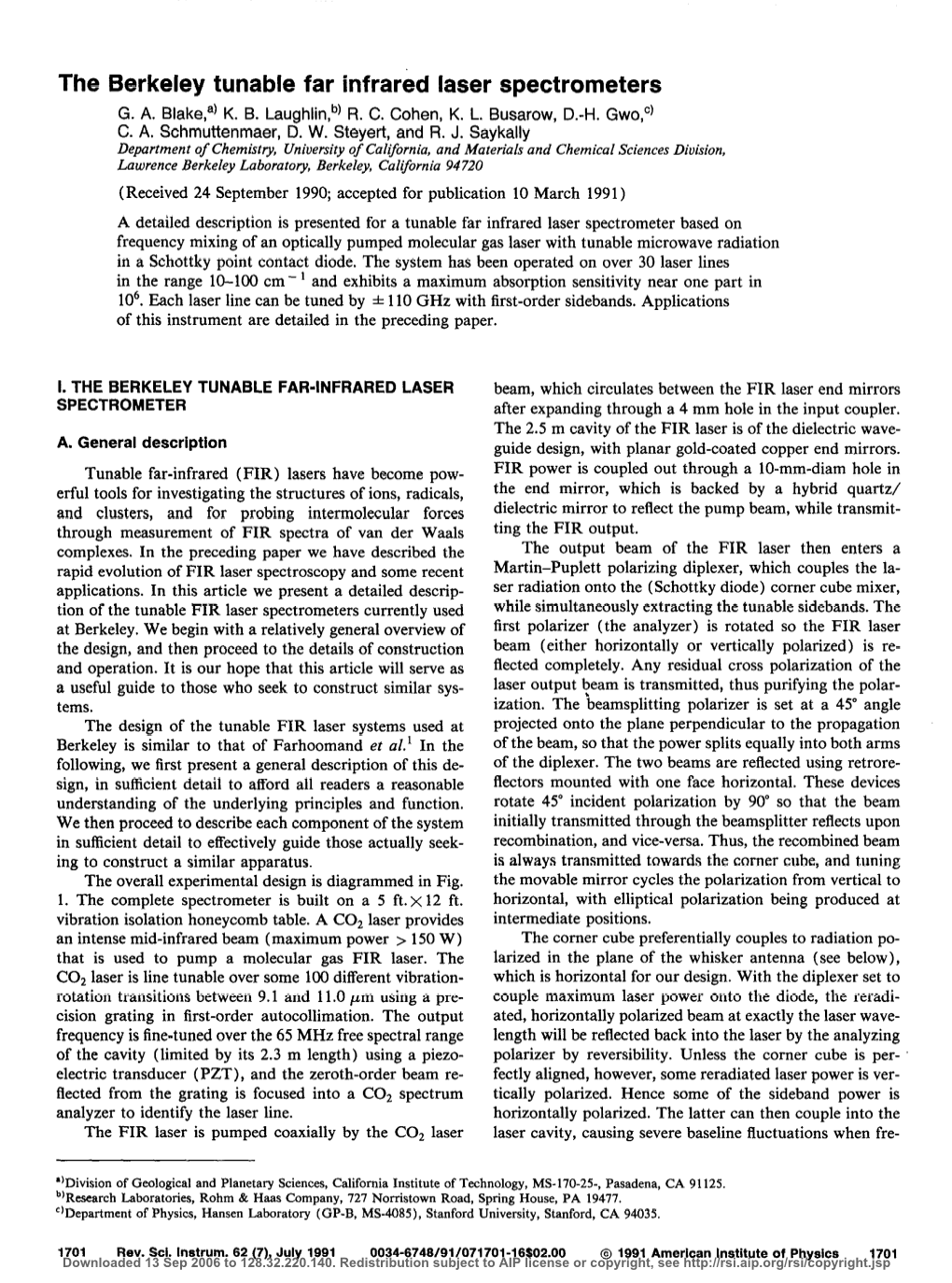 The Berkeley Tunable Far Infrared Laser Spectrometers G