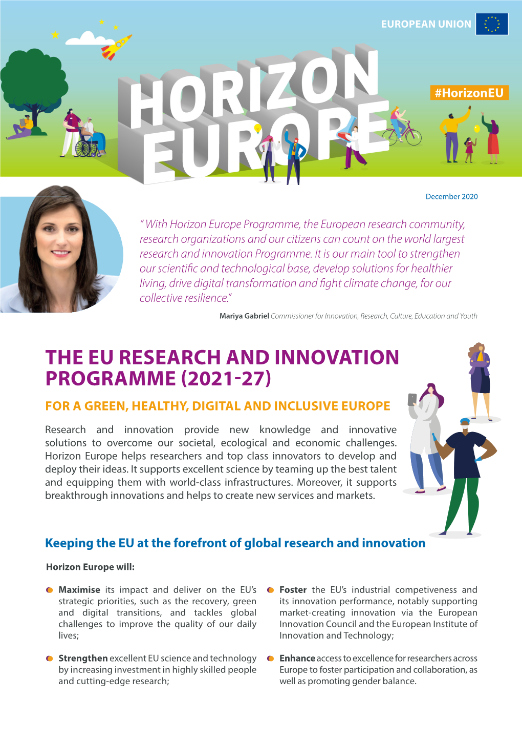 The Eu Research and Innovation Programme (2021-27) for a Green, Healthy, Digital and Inclusive Europe
