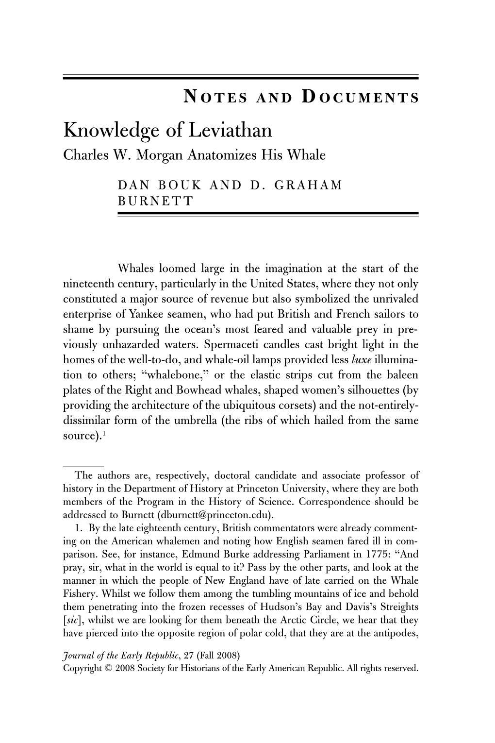 Knowledge of Leviathan Charles W