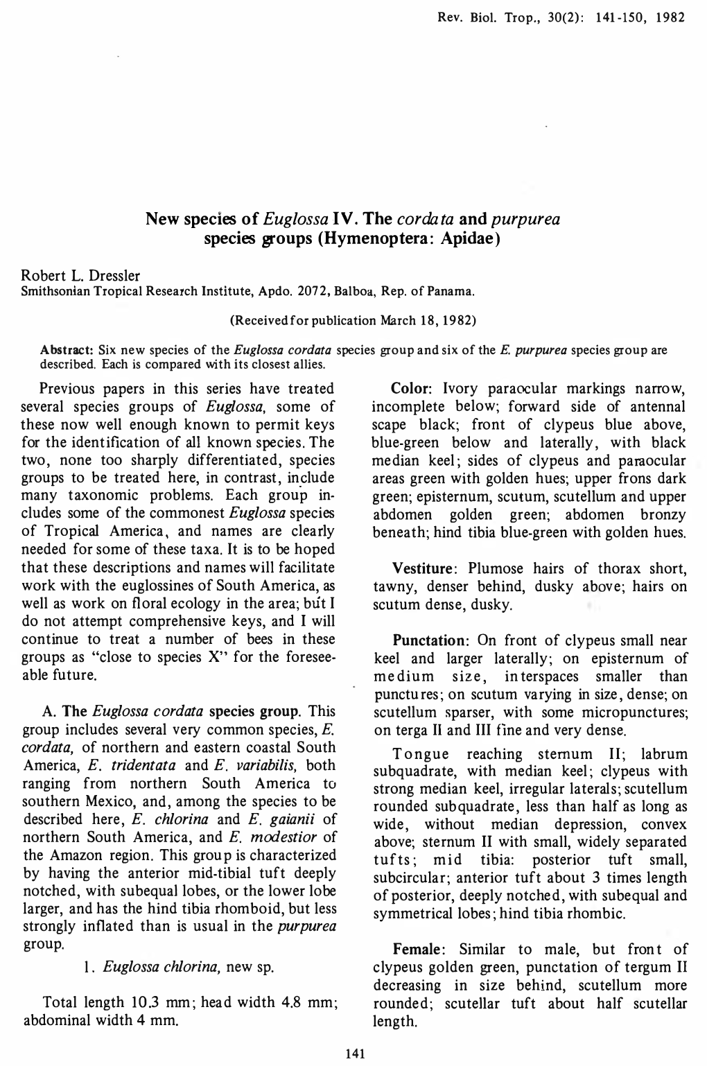 New Species of Euglossa IV. the Cordata and Purpurea Species Groups