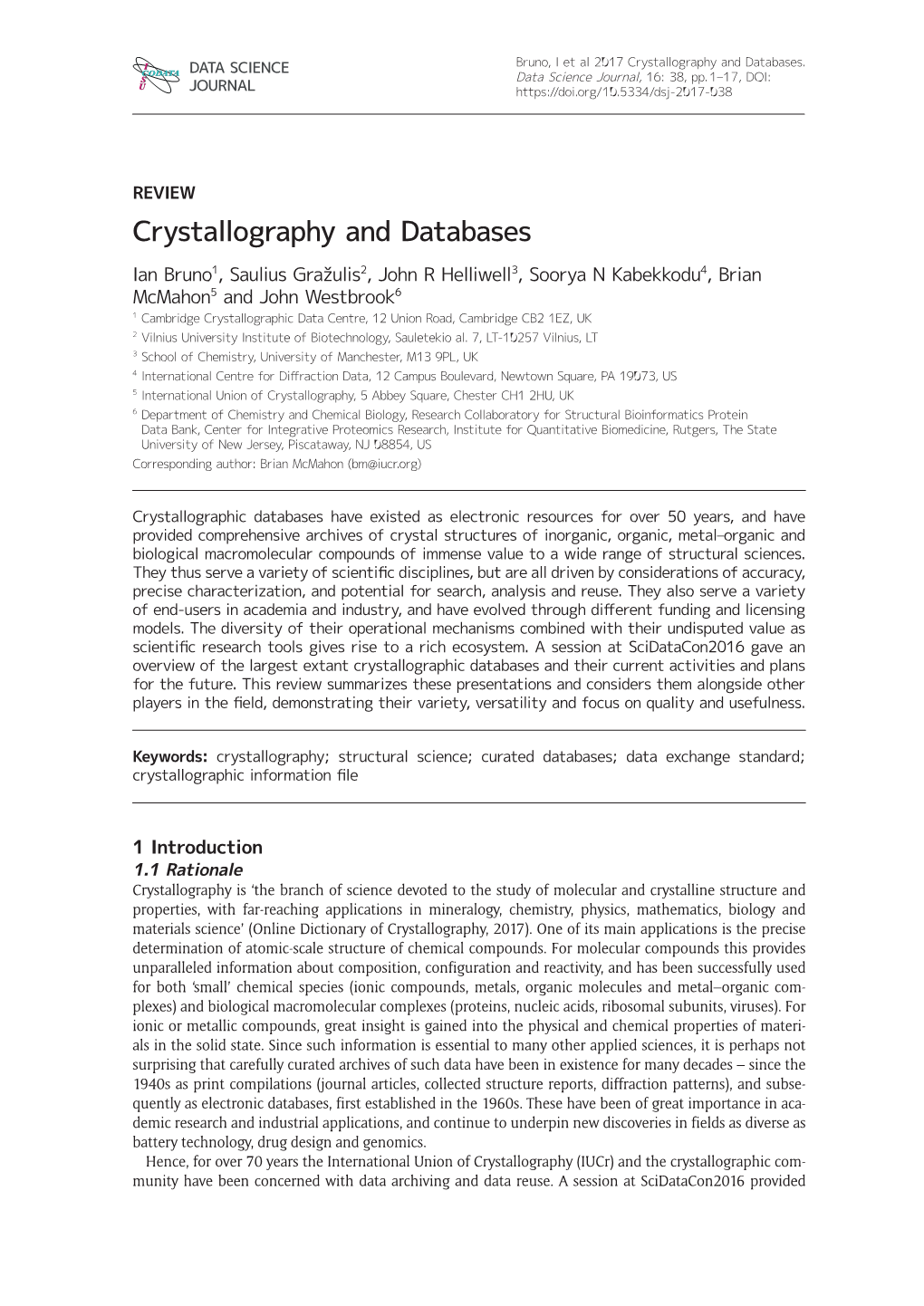 Crystallography and Databases