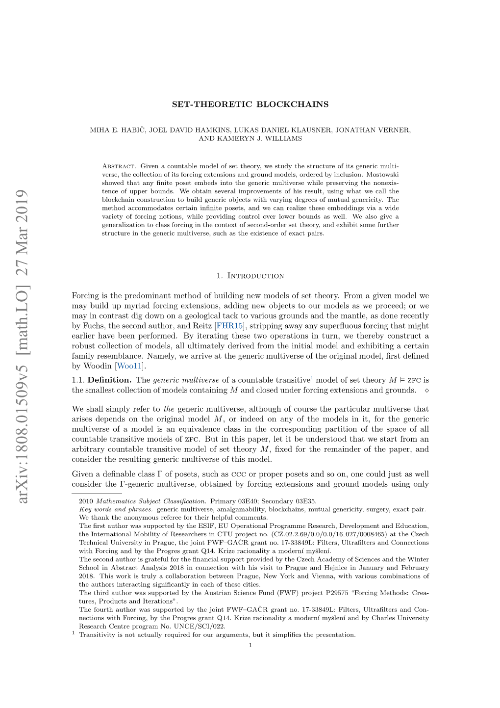 SET-THEORETIC BLOCKCHAINS 2 Forcing Notions in Γ