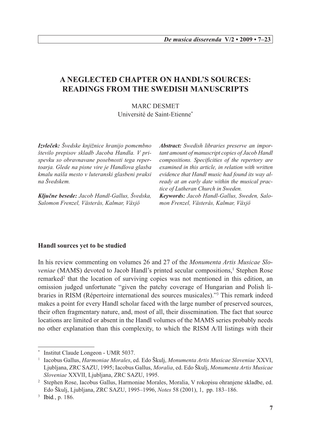 Readings from the Swedish Manuscripts