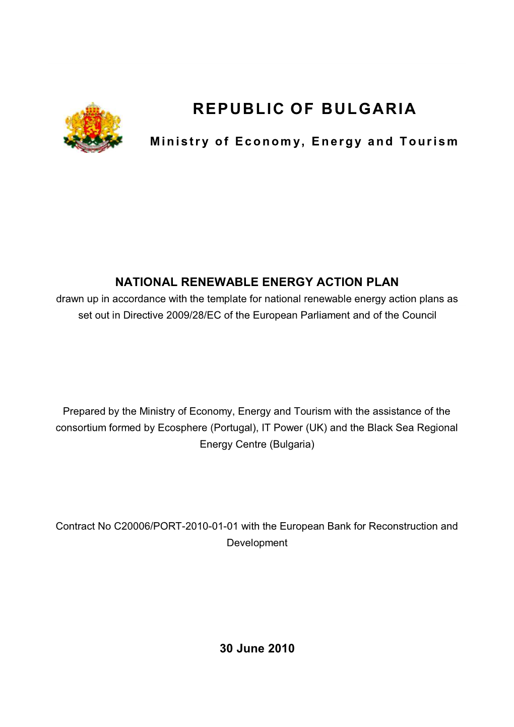 National Renewable Energy Action Plan, June 2010