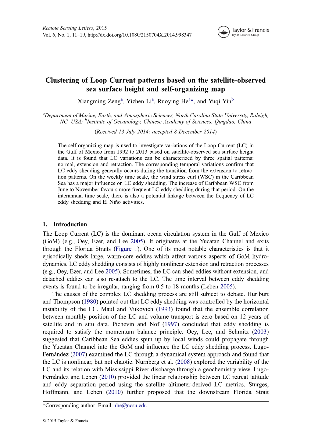 Clustering of Loop Current Patterns Based on the Satellite-Observed Sea