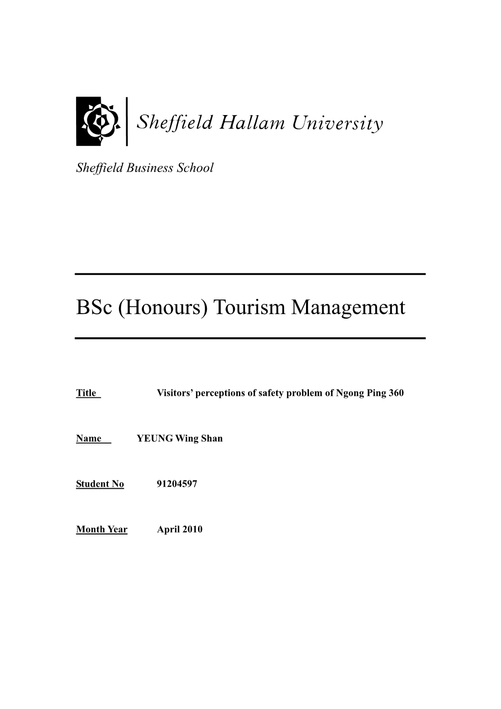 Bsc (Honours) Tourism Management