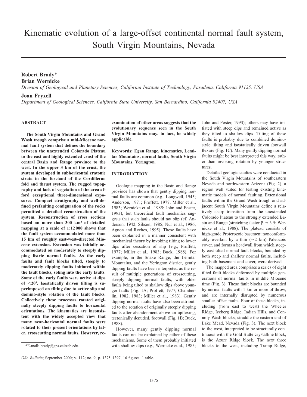 Kinematic Evolution of a Large-Offset Continental Normal Fault System, South Virgin Mountains, Nevada