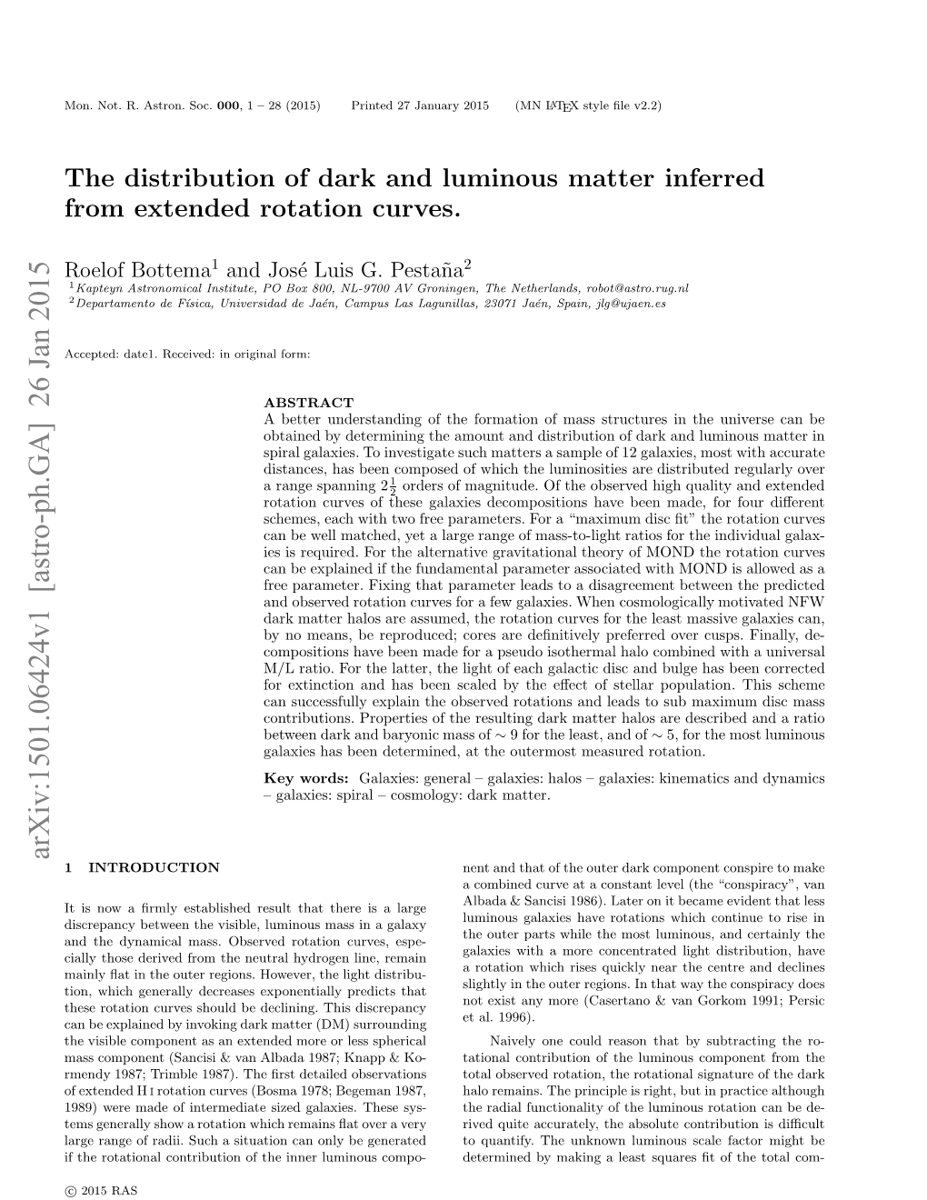 The Distribution of Dark and Luminous Matter Inferred from Extended