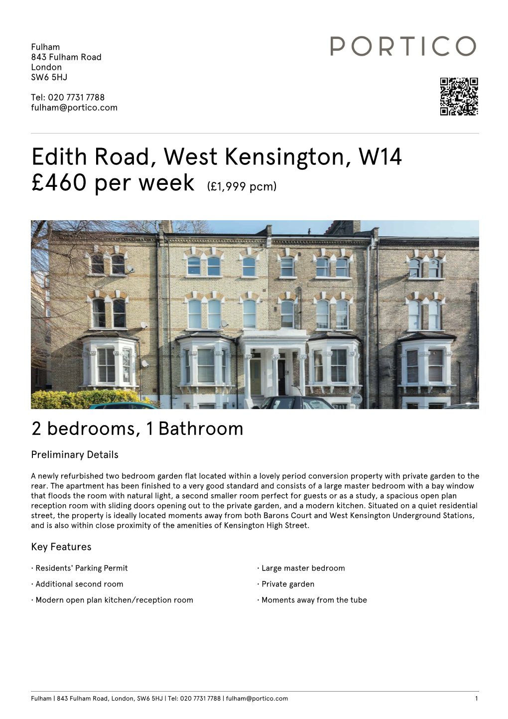 Edith Road, West Kensington, W14 £460 Per Week