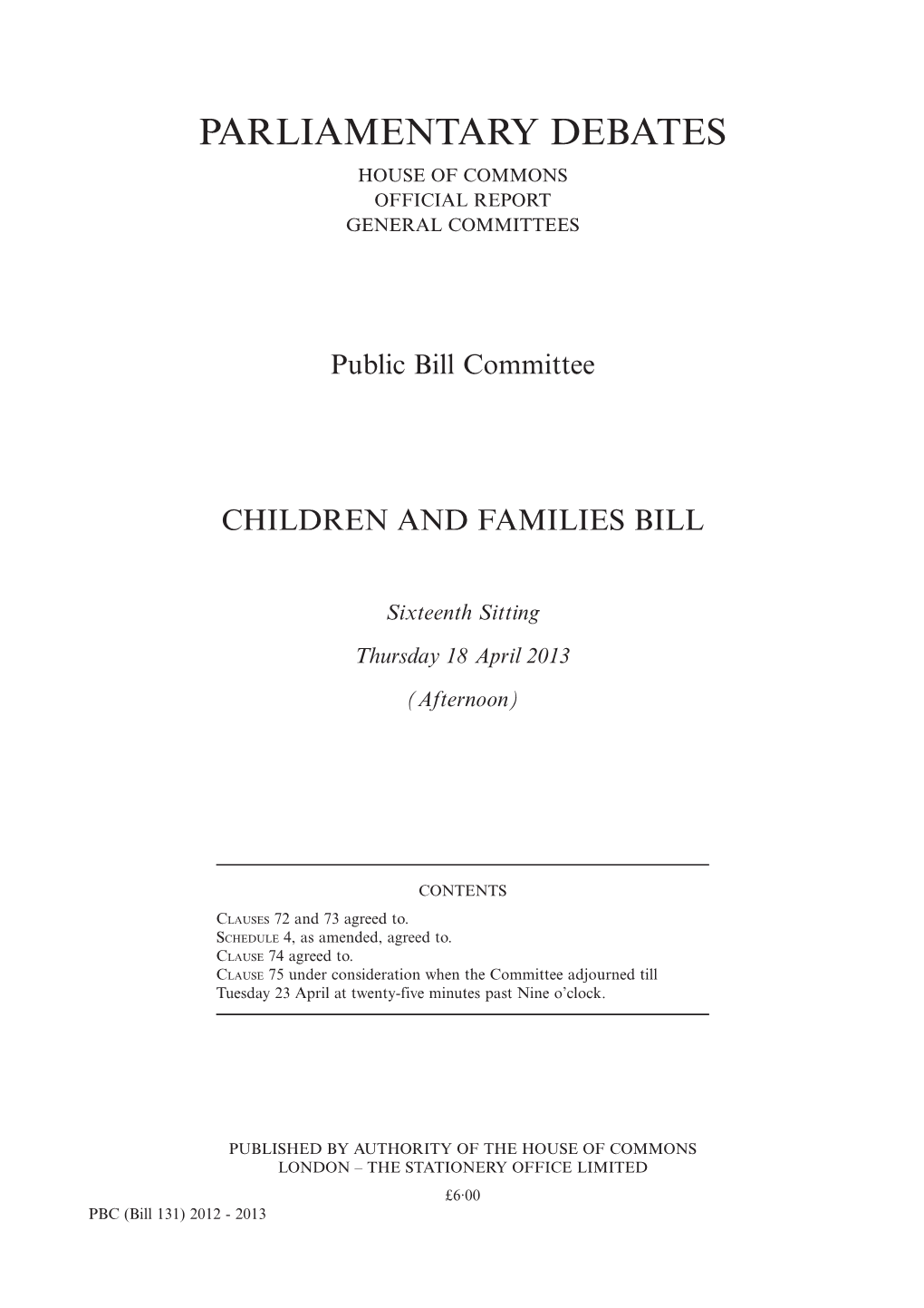 Parliamentary Debates House of Commons Official Report General Committees